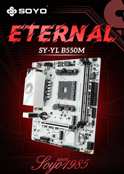 Placa-mãe gamer SOYO AMD B550M USB3.1 M.2 Nvme Sata3 DDR4 Dual Channel Suporta RYZEN R3 R5 R7 3000 4000 5000 CPU Socket AM4