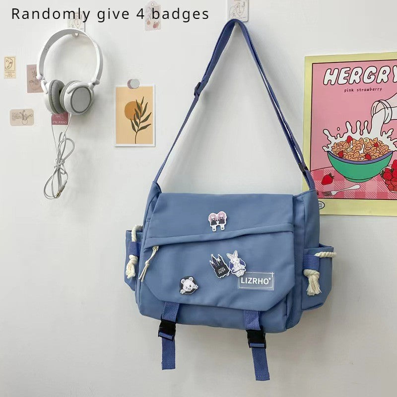 Women's Nylon Handheld One Shoulder Versatile Large Capacity Crossbody Bag Retro Work Travel Postman Bag