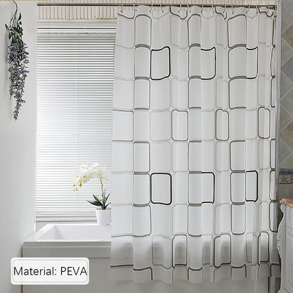 1/2Pcs PEVA Shower Curtain,Waterproof Shower Curtain for Home Bathroom,Modern Geometric Plaid Curtain for Decoration Accessories
