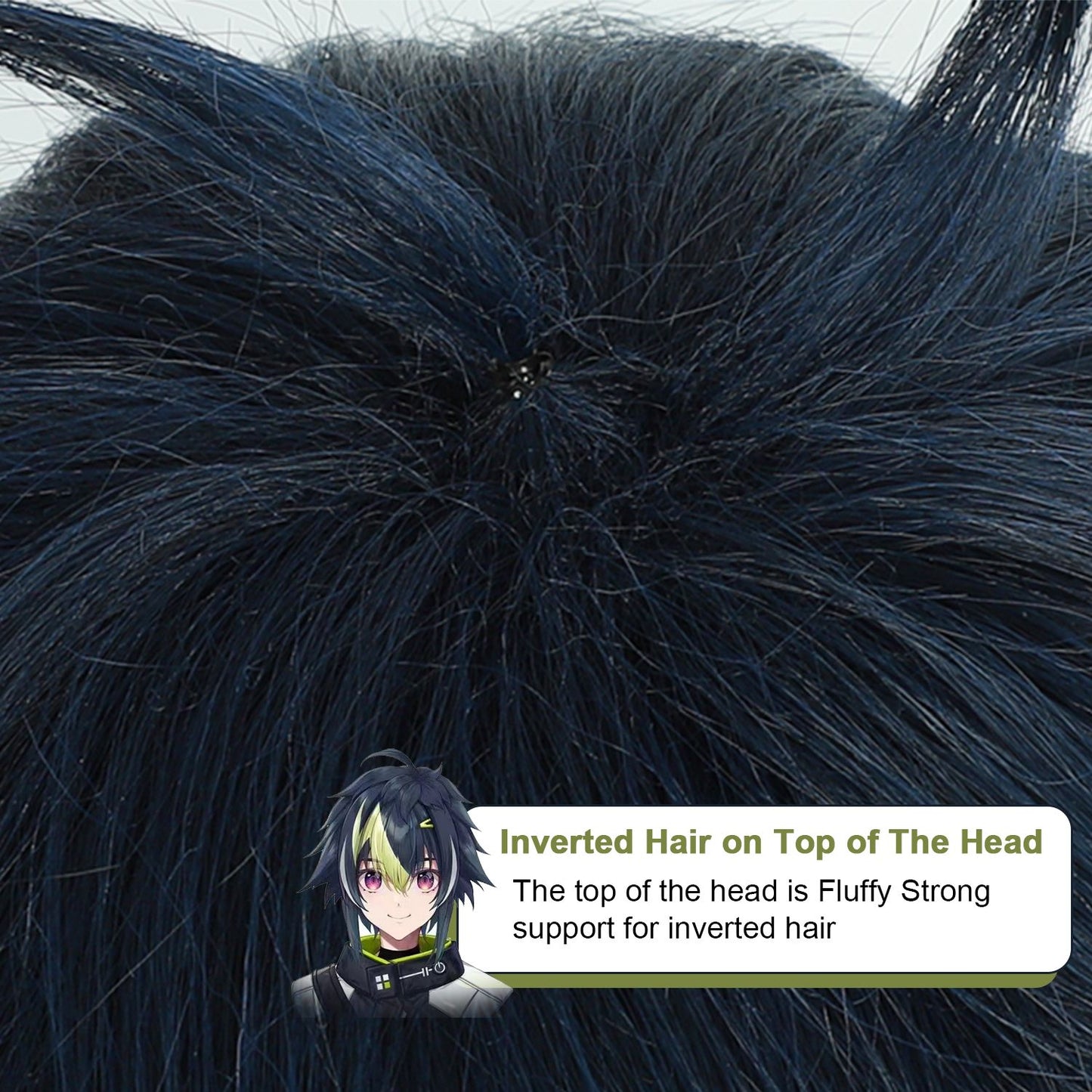 Cosplay Wig Nijisanji Virtual VTuber Anime Wig Inami Rai Black Anime Game Role-Play Wig Short Synthetic Wig with Bangs