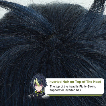 Cosplay Wig Nijisanji Virtual VTuber Anime Wig Inami Rai Black Anime Game Role-Play Wig Short Synthetic Wig with Bangs