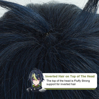 Cosplay Wig Nijisanji Virtual VTuber Anime Wig Inami Rai Black Anime Game Role-Play Wig Short Synthetic Wig with Bangs