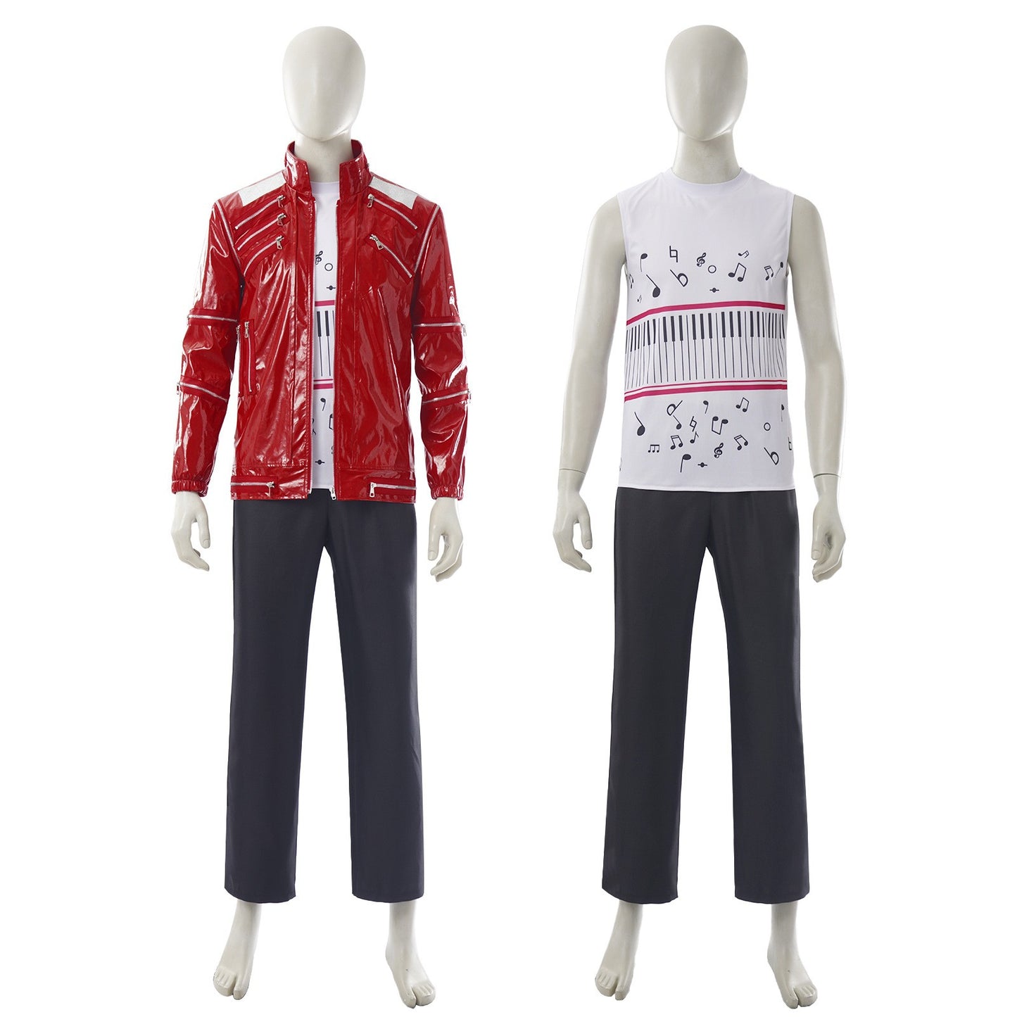 Red Zipper Michael Jackson MJ Beat It Jacket for Impersonators PU Leather Punk Casual Coat Halloween Stage Christmas Outwear Cos