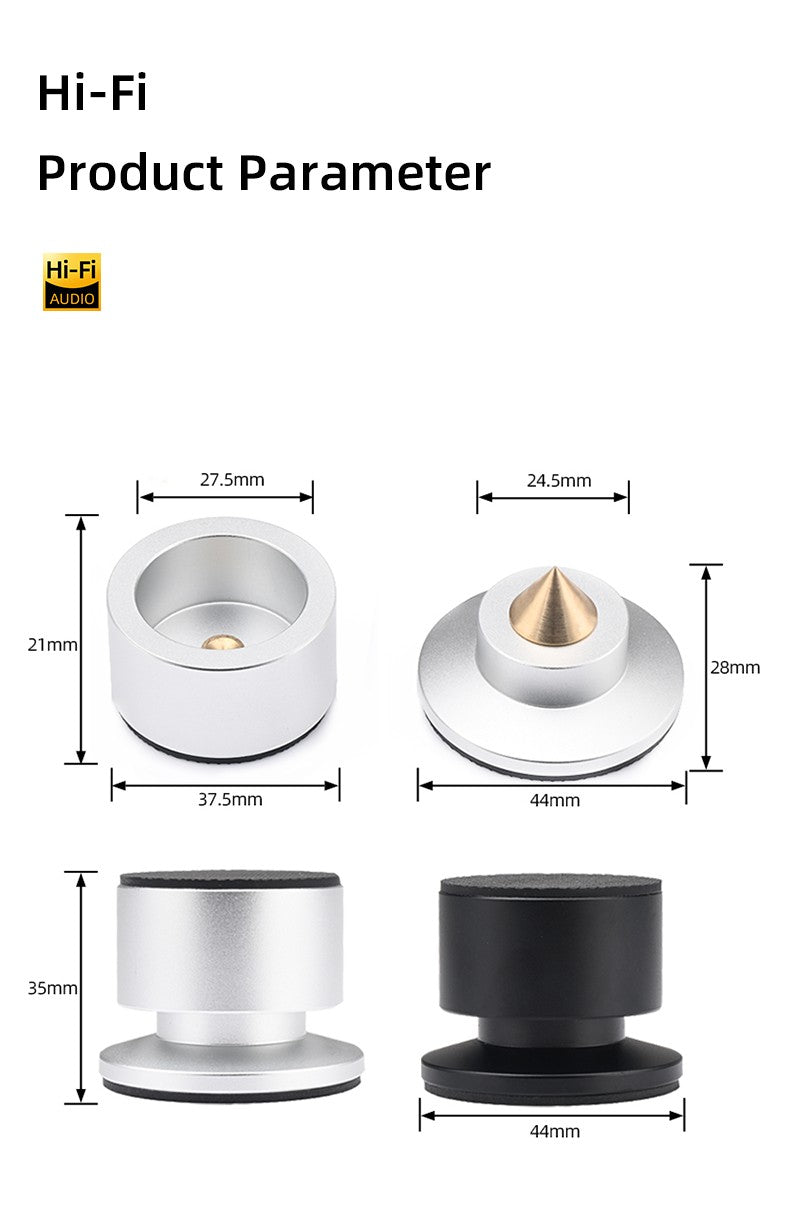 HiFi 4Pcs Speaker Spike Suporte Pés Almofadas Liga de Alumínio Mixer Fibra de Carbono Ajustável Pinos Amortecedores para Caixas de Som