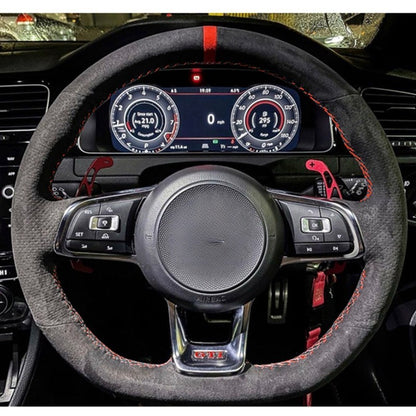Capa de Volante de Carro Personalizada Costurada à Mão Trançada Camurça para Volkswagen Golf 7 GTI Golf R MK7 VW Polo GTI Scirocco 2015 2016
