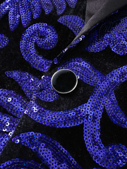 Shiny Sequin Embellished Single Button Stage Performance Outerwear in Blue Gold Green Purple Options for Men's Red Suit Jacket