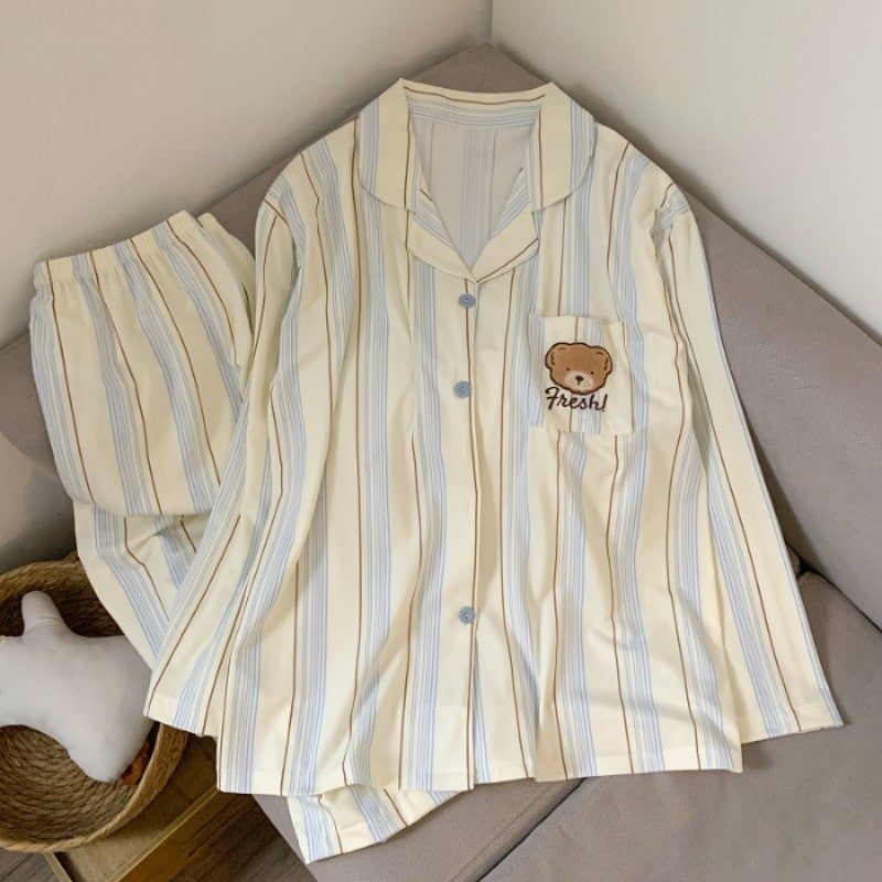 Cartoon Dog Letter Plaid Print Pajama Sets for Women Plus Size Sweet Cute Harajuku Style 2PC Set Sleepwear Autumn New Homewear