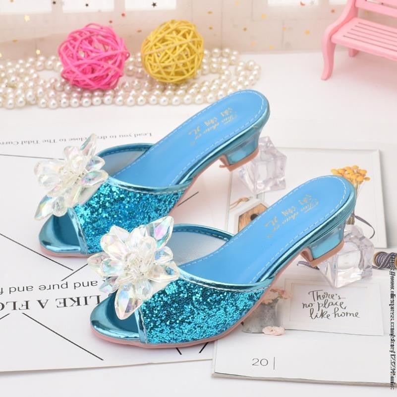 Shoes For Girls Cartoon Leather Children Shoes Frozen Princess Kids Shoes Girl Slippers Dress Snow Queen Sandal