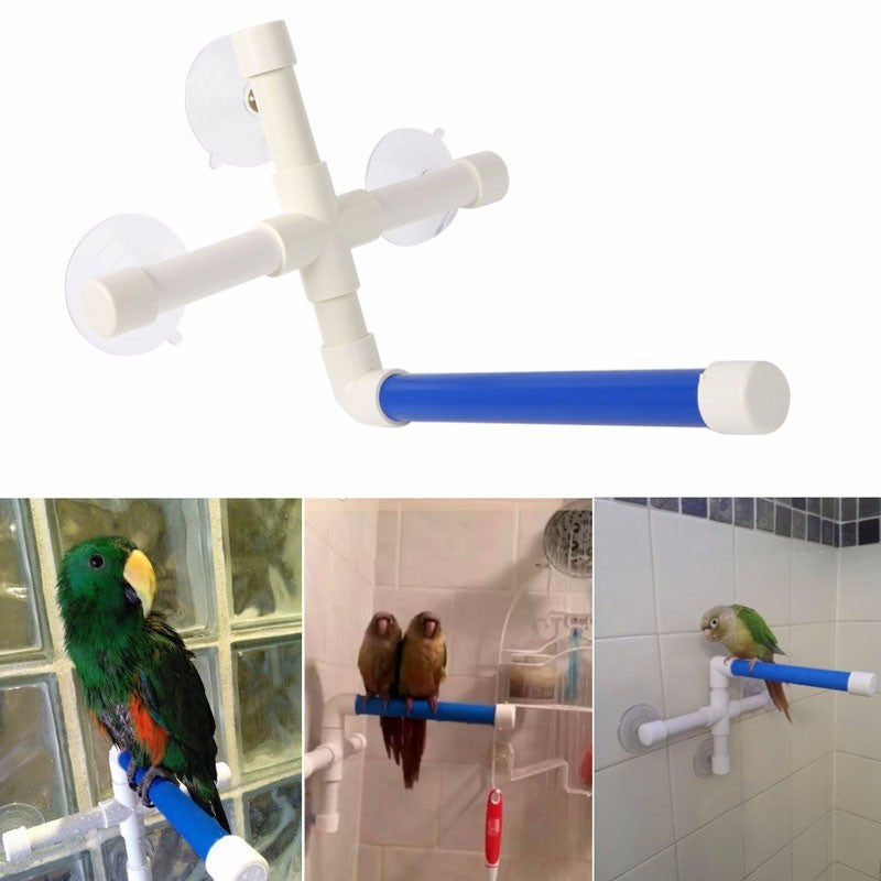 Plataforma Dobrável para Banho de Papagaio, Suporte de Chuveiro, Poleiro, Ventosa de Parede, Brinquedo para Pássaros de Estimação