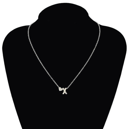 Colar Minúsculo com Pingente de Coração e Letra Inicial, da SUMENG Fashion, Banhado a Ouro ou Prata, Choker com Nome para Mulheres, Joia de Presente