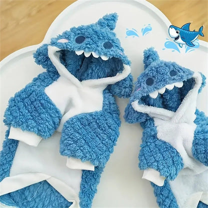 1 Unidade Moletom Quentinho Tubarão para Pets - Suéter de Fleece Grosso e Quente para Cães e Gatos de Raças Pequenas a Grandes - Perfeito para Outono/Inverno