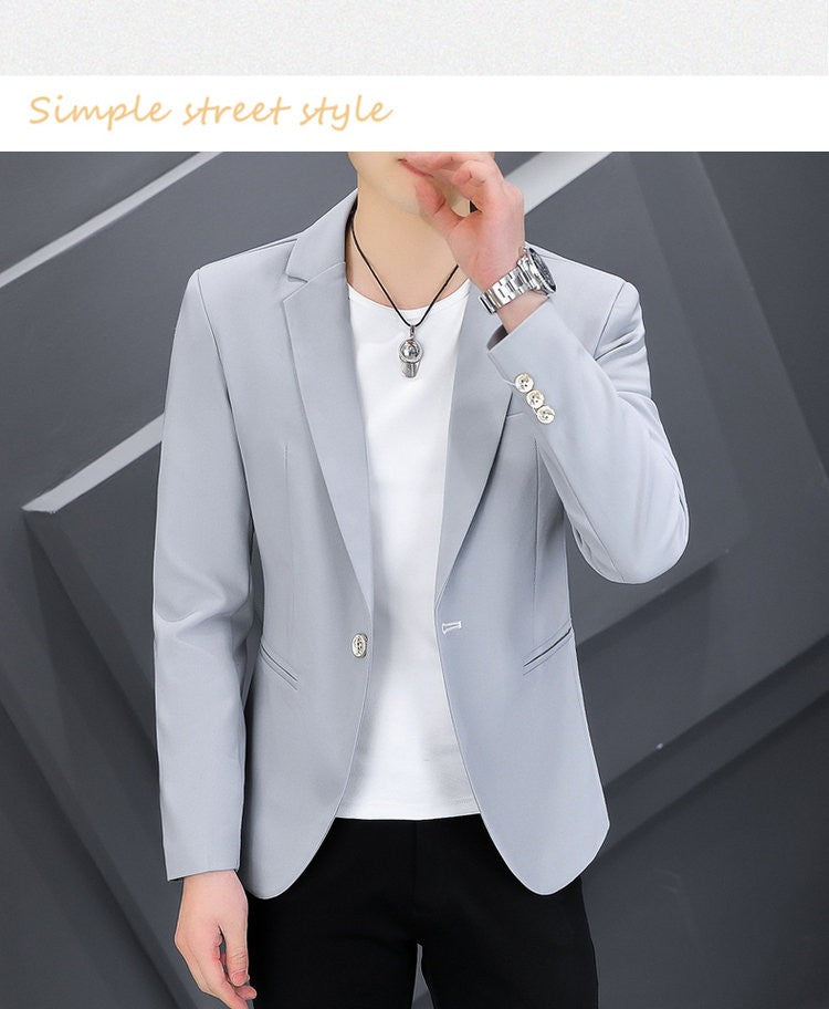 High-quality, fashionable, stylish, versatile and trendy business casual suit men's solid color fitted top