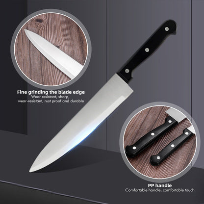 ZENG Conjunto Completo de Facas de Chef com 15 Peças, Conjunto de Facas de Cozinha de Aço Inoxidável com Tesoura, Afiador, Suporte de Madeira Maciça, Ferramenta de Culinária