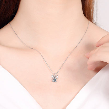 Platinum PT950 18K White Gold 0.5ct Moissanite Luxury Necklace Pendant for Women Jewelry Dainty Everyday Wear