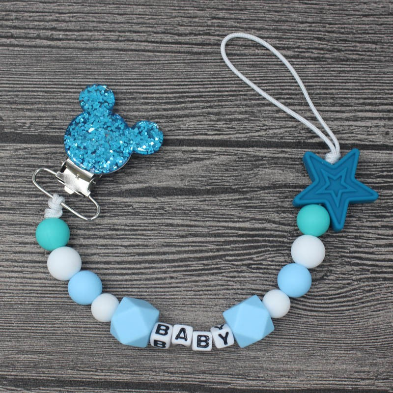 Baby Personalised Name Silicone Pacifier Clips Chain Wholesale 1Pcs Baby Nipple Pacifier Chain Cartoon Shape Holder