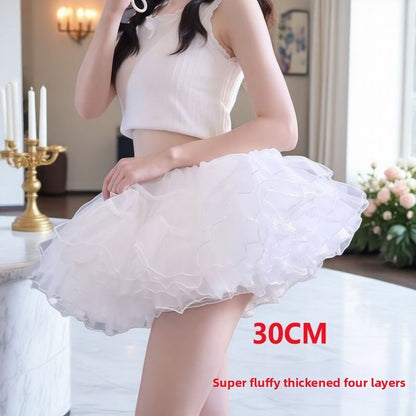 Boneless Ultra Poof Petticoat for Lolita - Wire-Free Soft Tulle Skirt Puffer, Flying Saucer Cut for Daily Cosplay & Maid Dresses