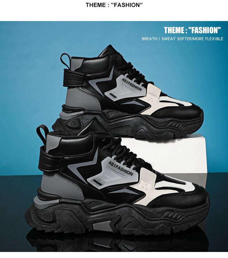 Fashion Thick Soled Men's Sneakers Height Increasing Shoes Casual Sports Shoes Versatile Men's Shoes Platform Skateboard Shoes