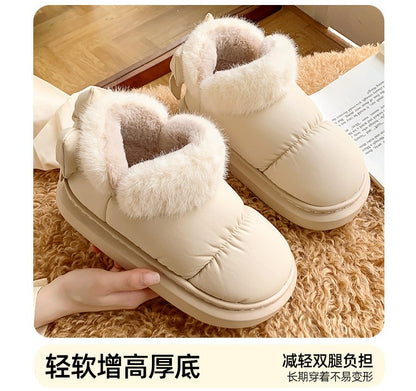 Cute Warm Ankle Boots Winter Women's Bow Warmth Plush Bow Cotton Shoes 2025 New Waterproof Down Cloth Short Barrel Snow Boots