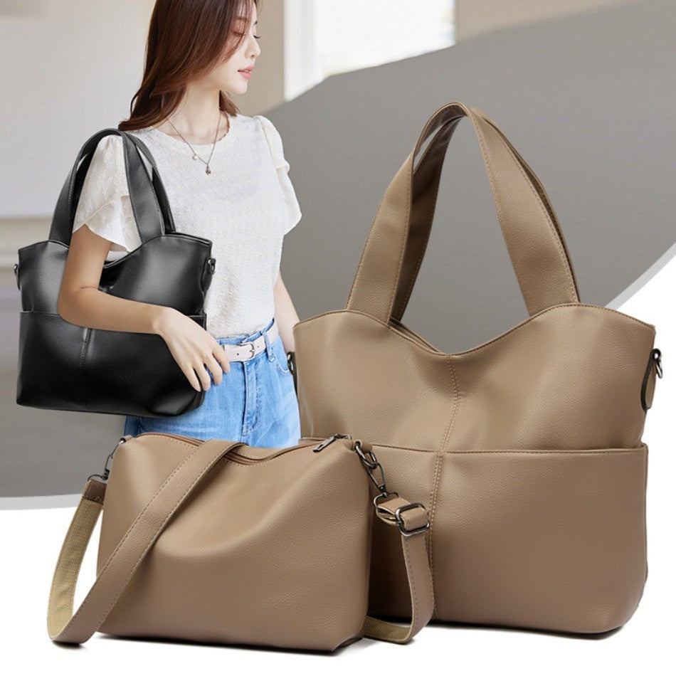 2 Sets Women Handbags Top Quality Pu Leather Luxury Large Capacity Tote Bag Ladies Crossbody Shoulder Bag Purses and HandbagsSac
