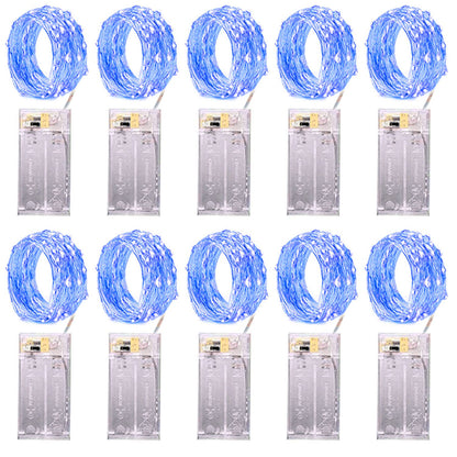 10pcs 2m 3M 5M 50led Copper Wire LED String lights Holiday lighting Fairy Garland For Christmas Tree Wedding Party Decoration