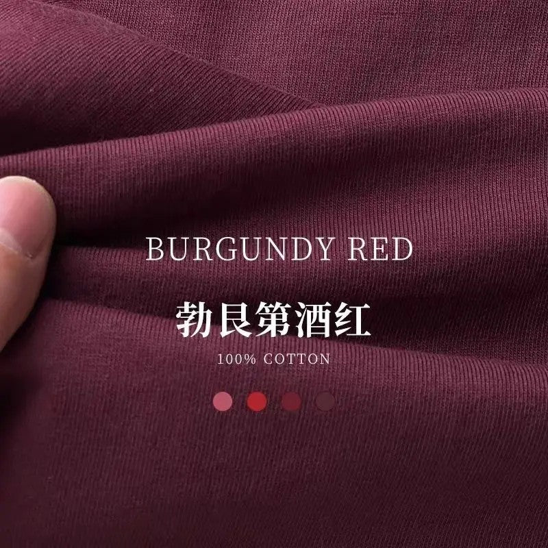 Cotton Solid Color Long-sleeved T-shirt Spring Autumn O-neck Bottoming Tops Men Women Purple Heavy Casual T-shirts for Couples