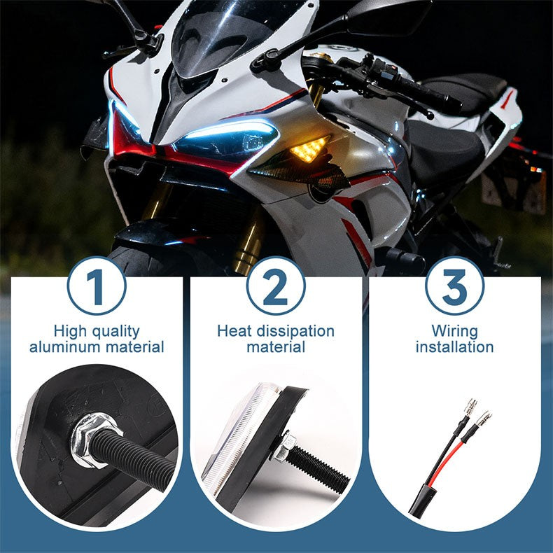 1 Par de Luzes de Seta LED para Moto, Tipo Triângulo Embutido, Indicadores de Sinal de Virada LED, Luzes Âmbar de Pisca-Pisca Diurnas