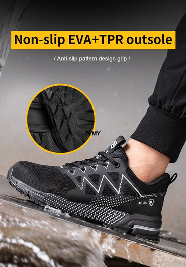 Anti-smash Safety Shoes Men Steel Toe Sneakers Puncture Proof Breathable Work Boots Man Fashion Construction Protective Footwear
