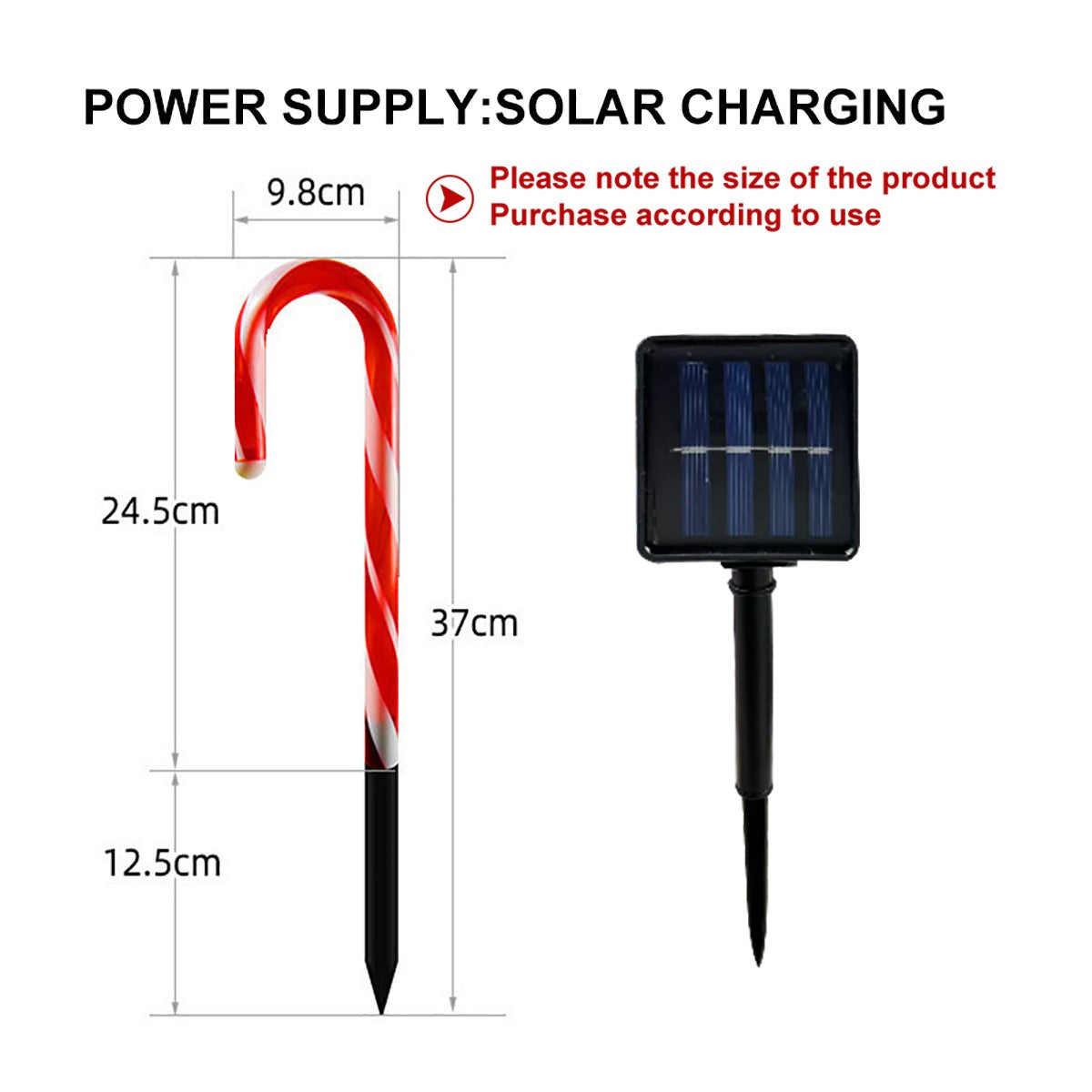 1 set of 5-in-1 outdoor solar powered Christmas cane lights, suitable for decorating Christmas, gardens, and Christmas trees