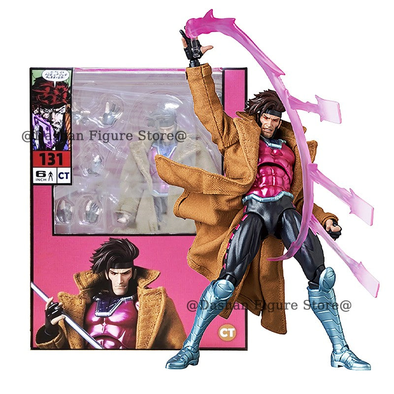 CT Toys X-Men Gambit Boneco de Ação 17cm PVC Colecionável Articulado Versão COMIC. Mafex 131 X-Men Remy Etienne LeBeau Figura de Ação Modelo Brinquedo