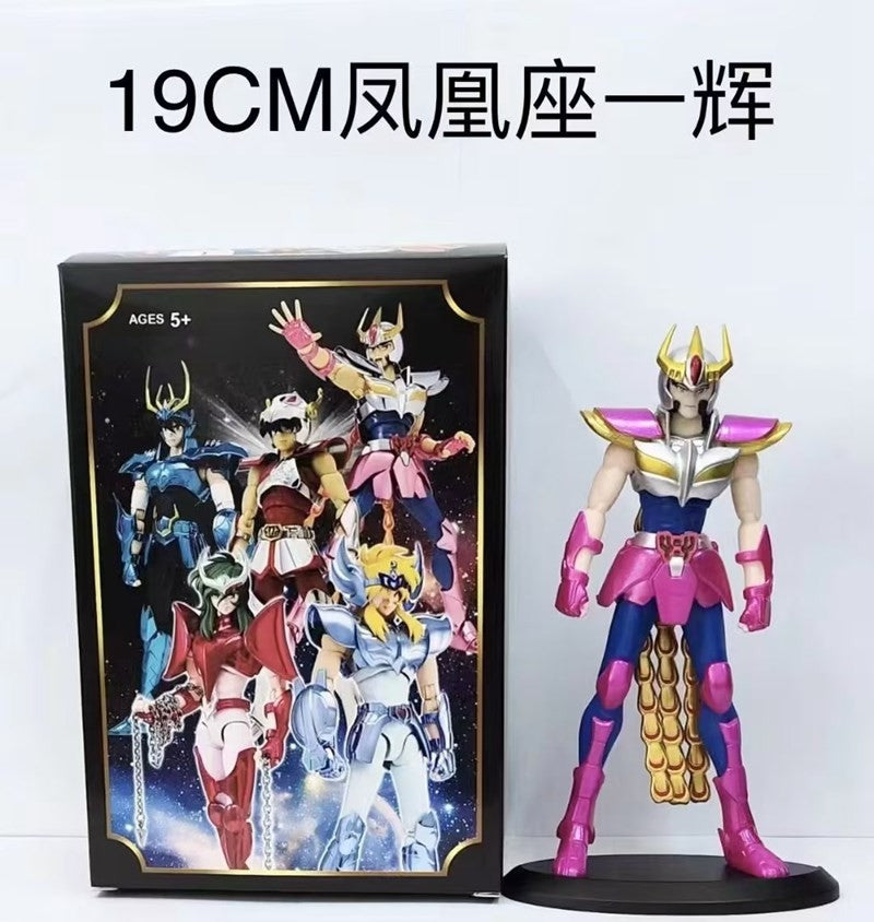 Anime Japonês Saint Seiya Figura Ikki de Fênix Hyoga Seiya Shiryu Boneco Colecionável em PVC Decoração 19cm