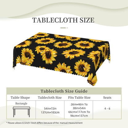 Yellow Black Sunflower Floral Rectangle Tablecloth Table Decor Reusable Farmhouse Kitchen Dining Table Runner Party Decorations