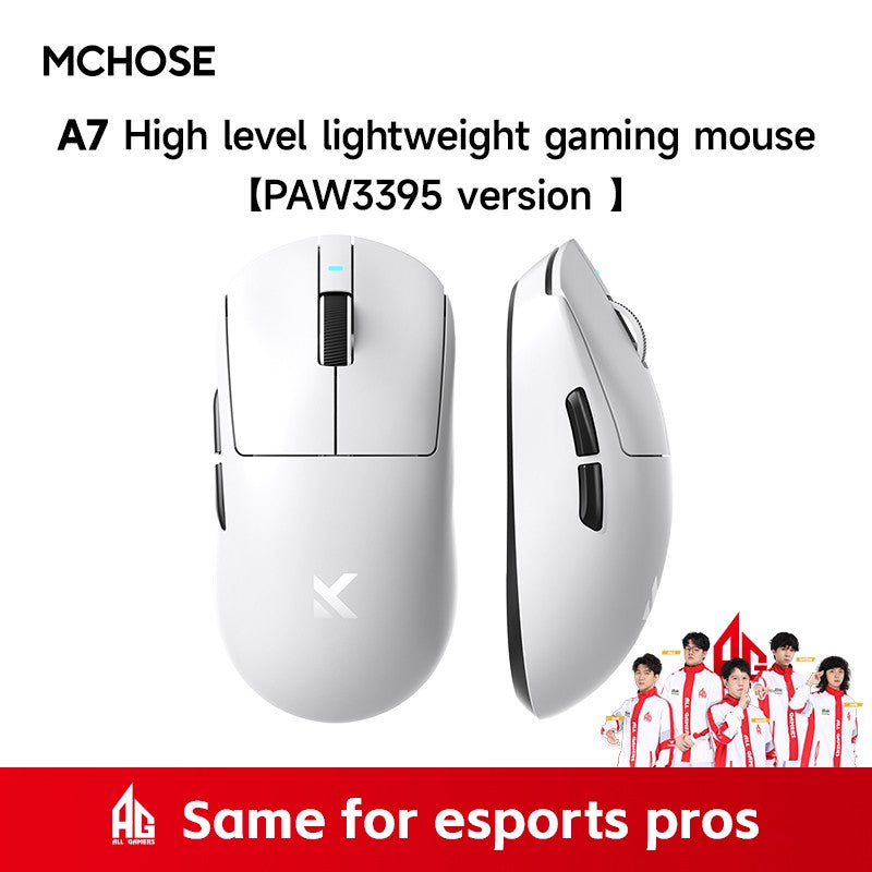 Mouse sem fio MCHOSE A7 Pro Ultra Tri-Mode para jogos E-sports PAW3950 Leve 42000dpi 8K Baixa Latência Ergonômico 500mAh
