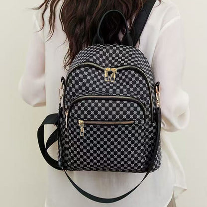 Neutral color backpack for men and women with multi-layered pockets and colorful design for schoolbags