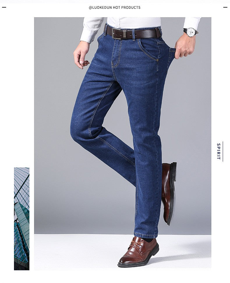 2024 NOVO Calça Jeans Masculina da Moda Business Estilo Clássico Casual Elástica Slim Jeans Masculina Marca Calças Jeans Pretas Azuis