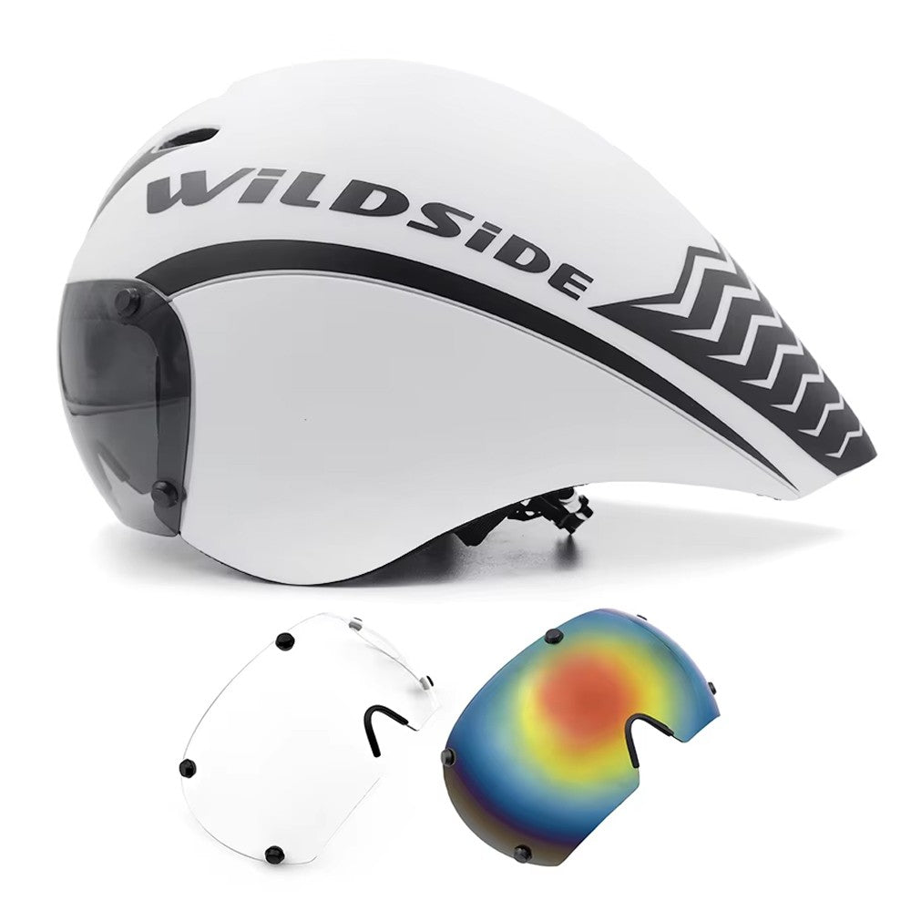 Capacete de Ciclismo de Estrada Wildside Aero TT Capacete de Segurança para Bicicleta de Triathlon Ultraleve com Óculos Acessórios para Bicicleta