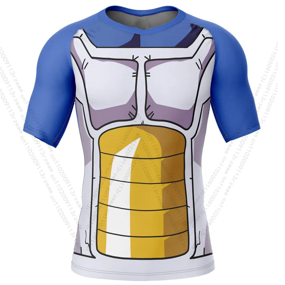 Vegeta Battle Suit v2 Dragon Ball Z Anime Men's Workout Print Gym T-shirt Kid Breathable Cosplay Shorts Quick Dry Sportwear Suit