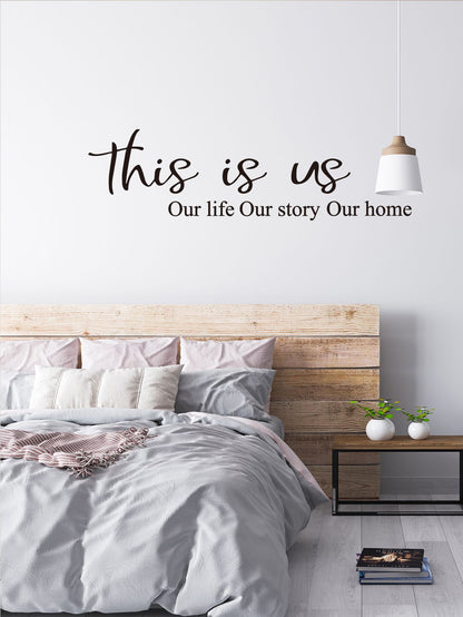 1 pc pretty words- this is us our life our story our home Wall Sticker Home Decoration Accessories For Living Room Bedroom