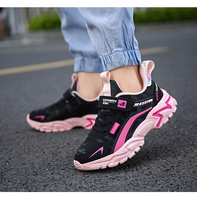 Girls Sneakers Lightweight Athletic Comfortable Shoes with Velcro Closure Kids Non-Slip Casual Walking Running Sports Shoes