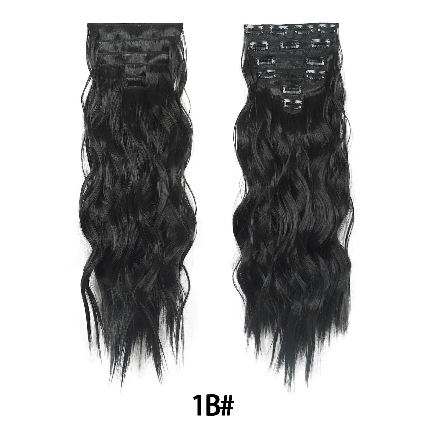 Jeedou 185g Thick Soft Hairpieces Clip in Hair Extensions 6PCS Water Wavy Long 24Inch Synthetic Hair for Women Party Daily Use
