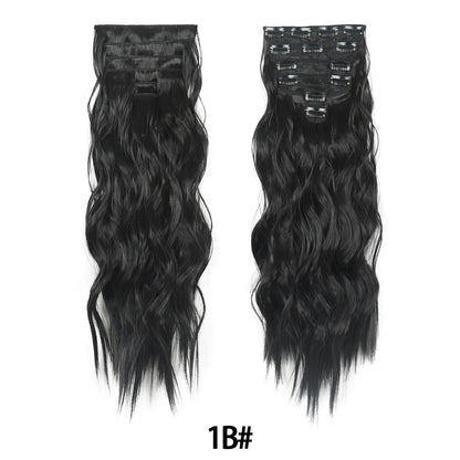 Jeedou 185g Thick Soft Hairpieces Clip in Hair Extensions 6PCS Water Wavy Long 24Inch Synthetic Hair for Women Party Daily Use