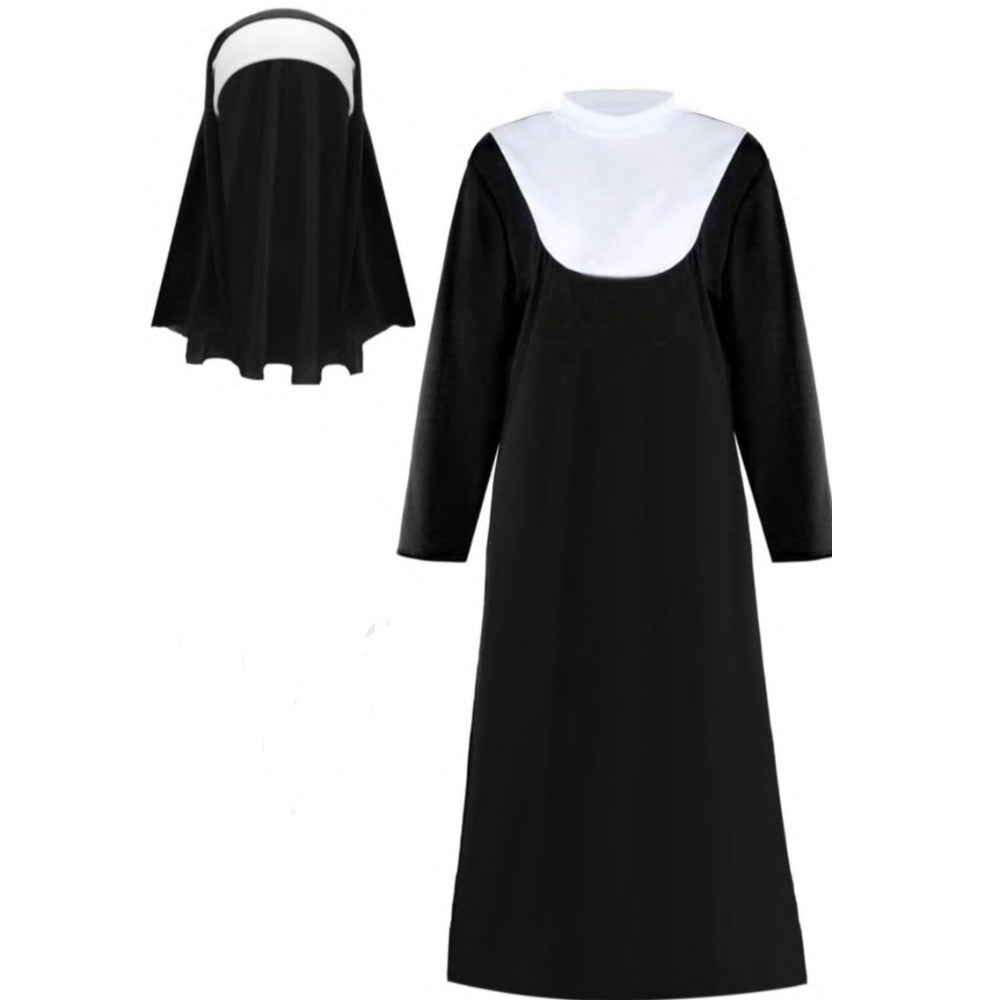 Higih Quality Adult Size Father's Clothing Virgin Mary Black Cosplay Costume Priest Role Nun Costume Cosplay Events