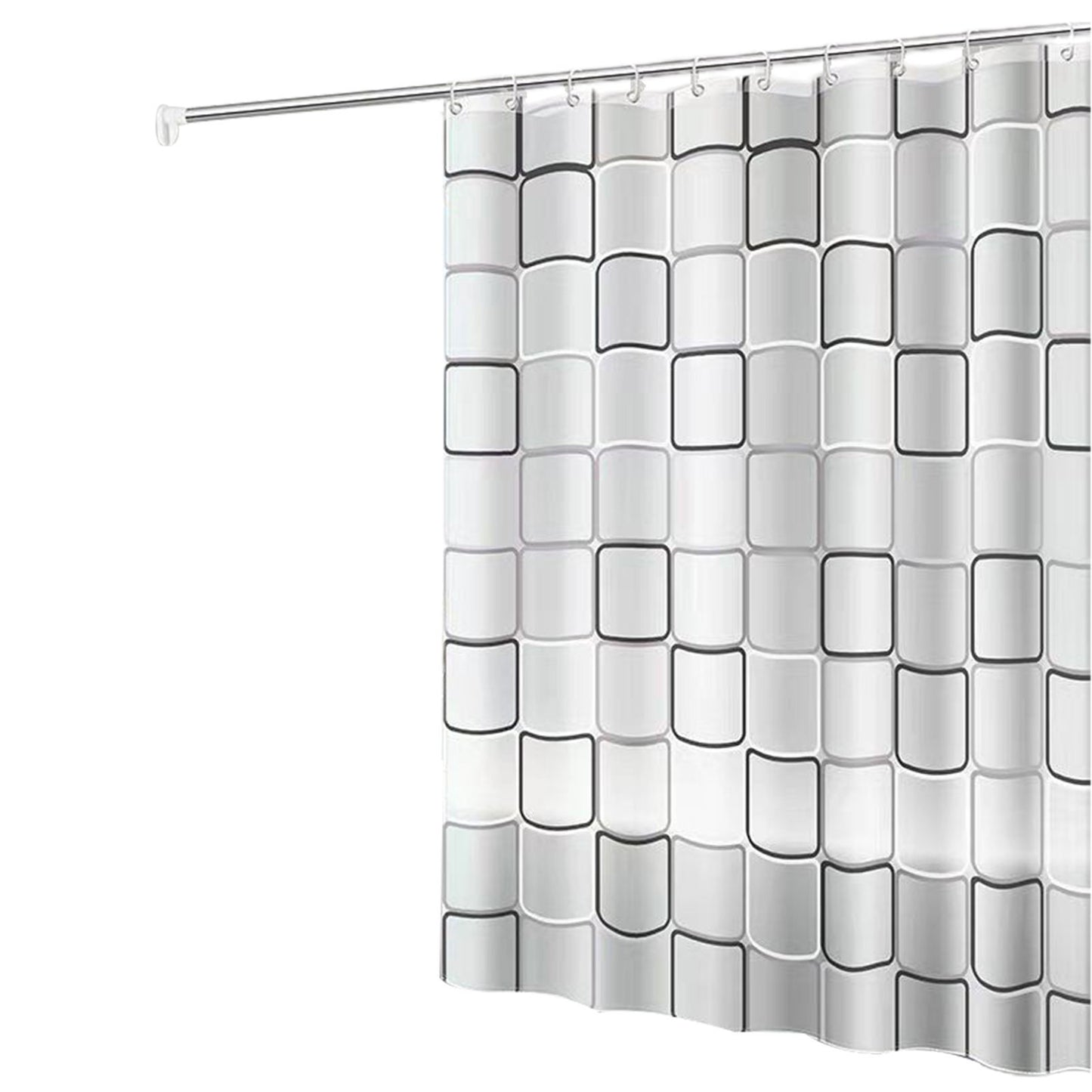 1/2Pcs PEVA Shower Curtain,Waterproof Shower Curtain for Home Bathroom,Modern Geometric Plaid Curtain for Decoration Accessories