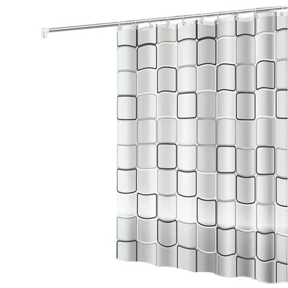 1/2Pcs PEVA Shower Curtain,Waterproof Shower Curtain for Home Bathroom,Modern Geometric Plaid Curtain for Decoration Accessories