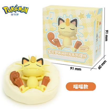 POKEMON Original Posição de Dormir Pikachu Charmander Slowpoke Meowth Rowlet Figuras Boneco de Ação Genuíno Brinquedo Presente
