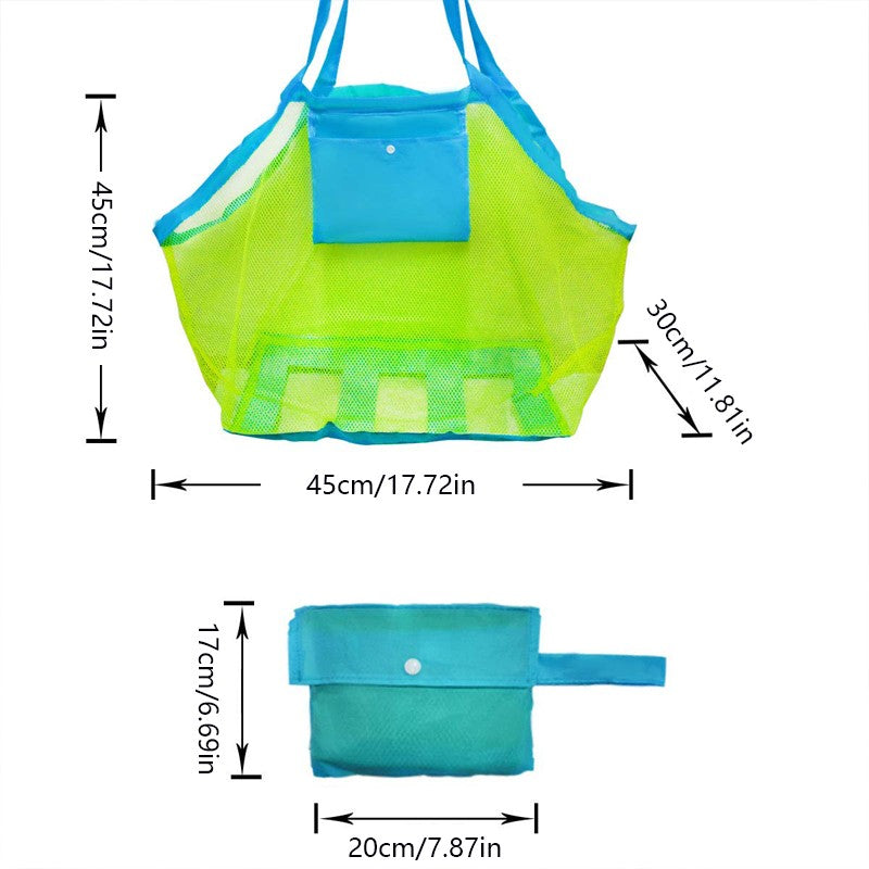 2PCS Beach Toys Mesh Bag Large Mesh Sand-Away Portable Tote With Convenient Hanging Hole Breathable Foldable Storage For Toys