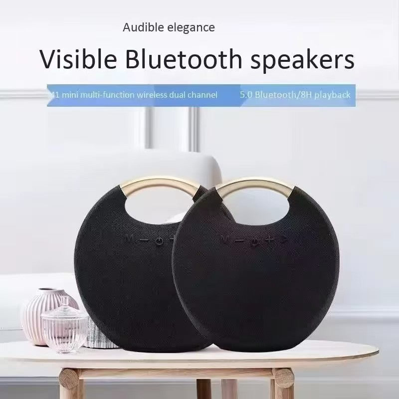 Caixa de som Bluetooth sem fio com alça de design em tecido portátil, suporte para AUX/Cartão TF/USB para viagens ao ar livre, mesa, presentes de Natal