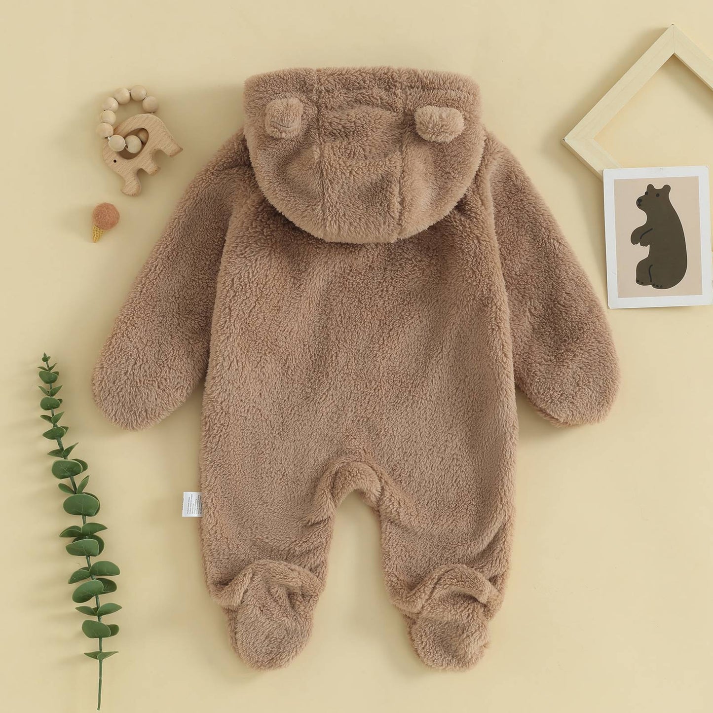 0-12M Baby Plush Warm Jumpsuits Boys Girls Long Sleeve Hooded Zipper Romper Newborn Infant Fall Winter Clothes