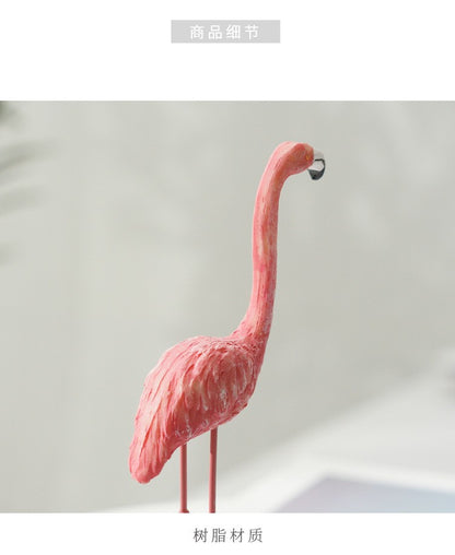 Nordic Home Decor Accessories Creative Resin Flamingo Figurines Pink Sculpture Animal Model Living Room Desktop Ornament Crafts