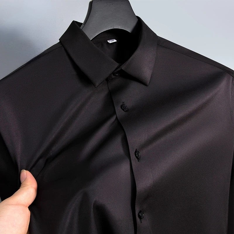 New Anti-Wrinkle Men Shirts Long Sleeve Dress Shirts For Men Slim Fit Camisa Social Business Blouse White Office Shirt S-6XL