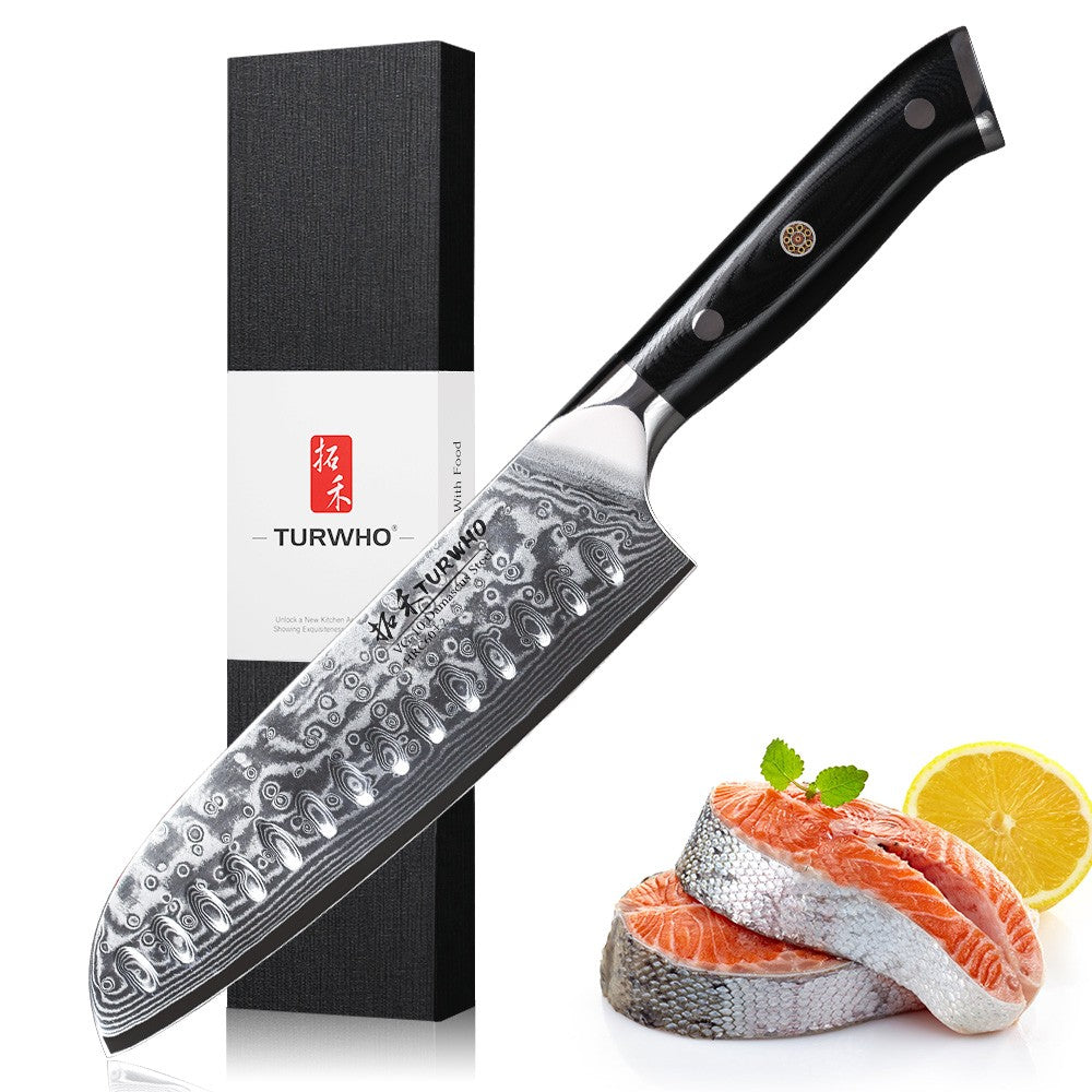 Conjunto de Facas TURWHO 1-6 Peças Aço Damasco 67 Camadas Facas de Cozinha Santoku Faca de Chef Faca Multiuso Para Pão Ferramentas de Cozinha